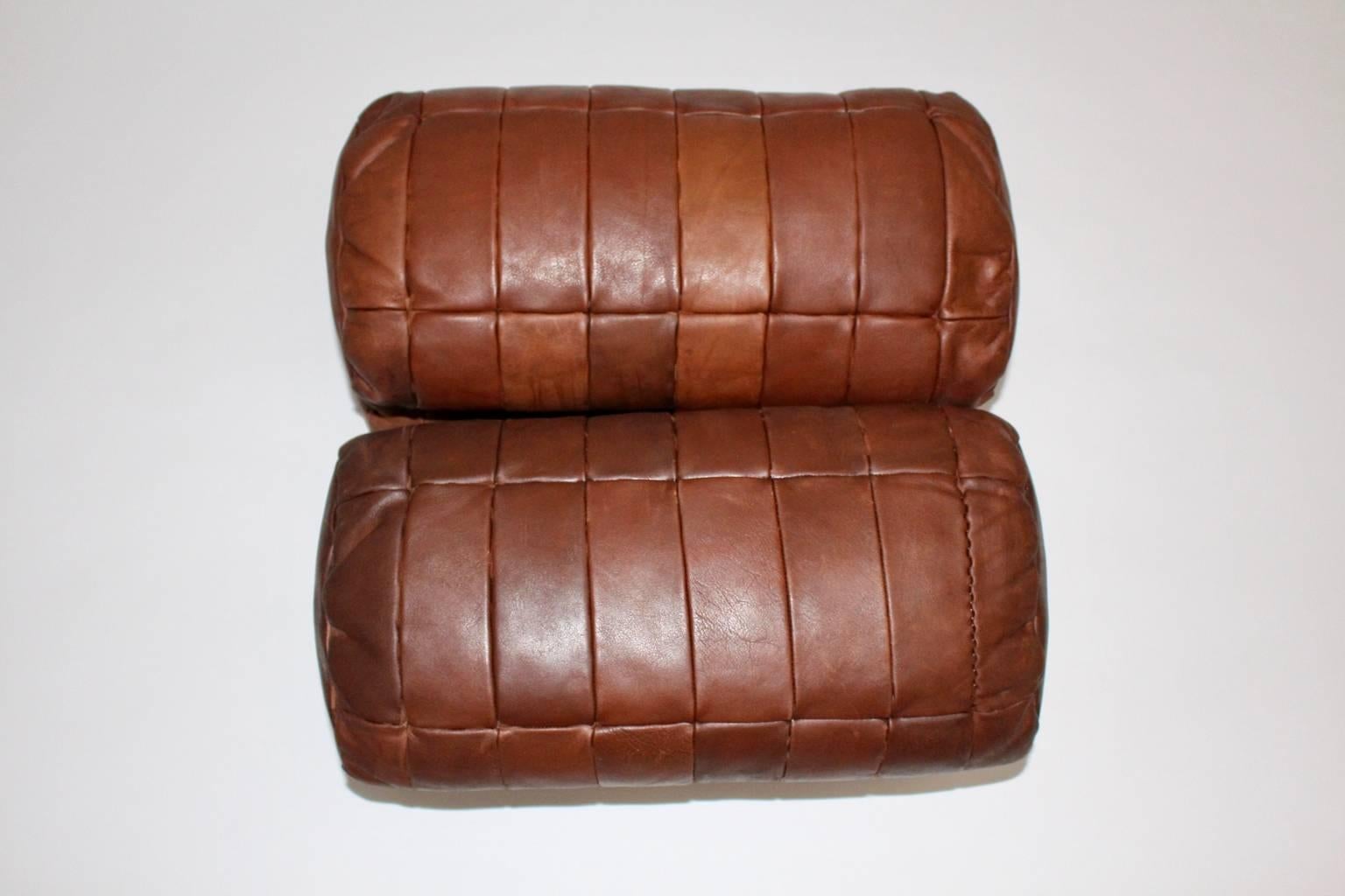 Swiss  De Sede Cognac Leather Pillows, 1970s, Switzerland Set of Four