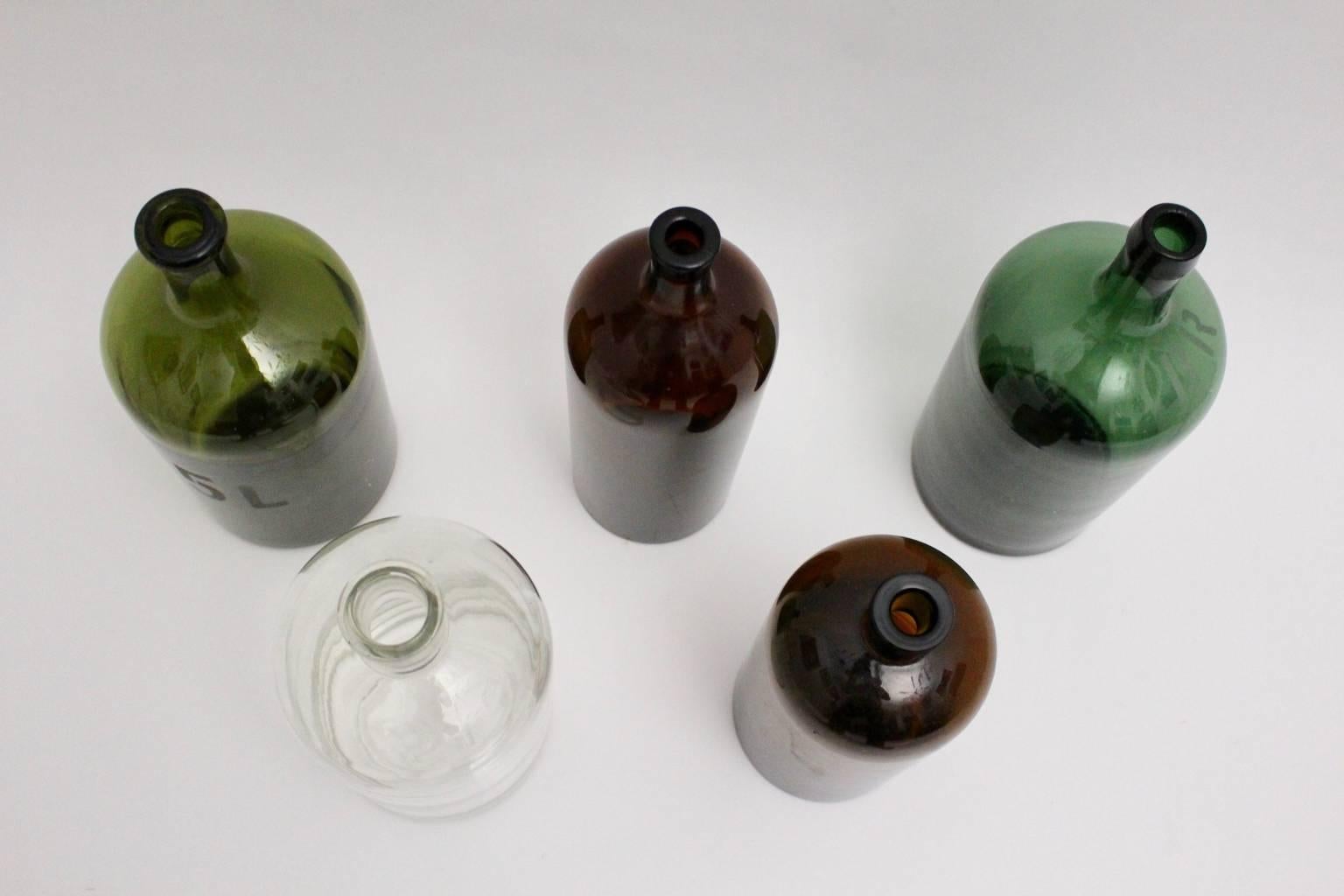 Austrian Art Deco Glass Bottles, 1920s, Austria
