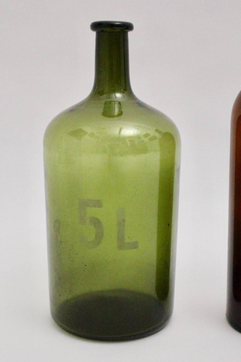 Early 20th Century Art Deco Glass Bottles, 1920s, Austria