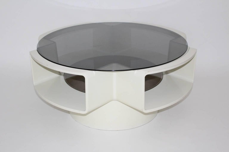 White Fiberglass Space Age Ufo Coffee Table by Jean Maneval, 1960s