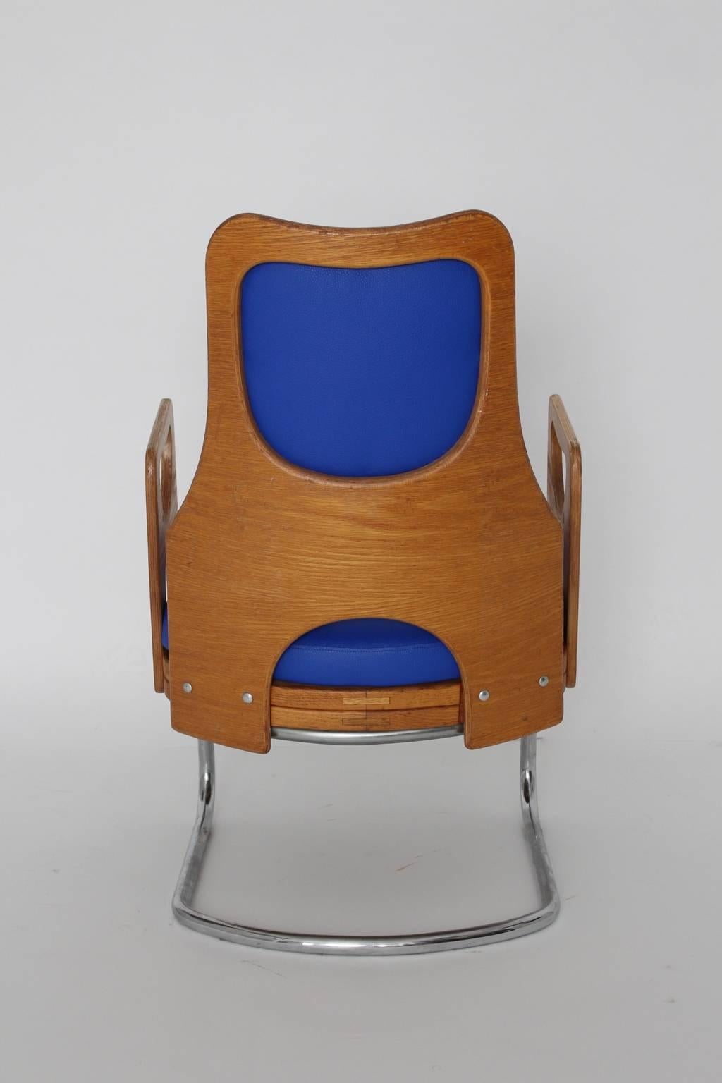 Scandinavian Space Age Blue Vintage Teak Armchair or Lounge Chair 1960s For Sale