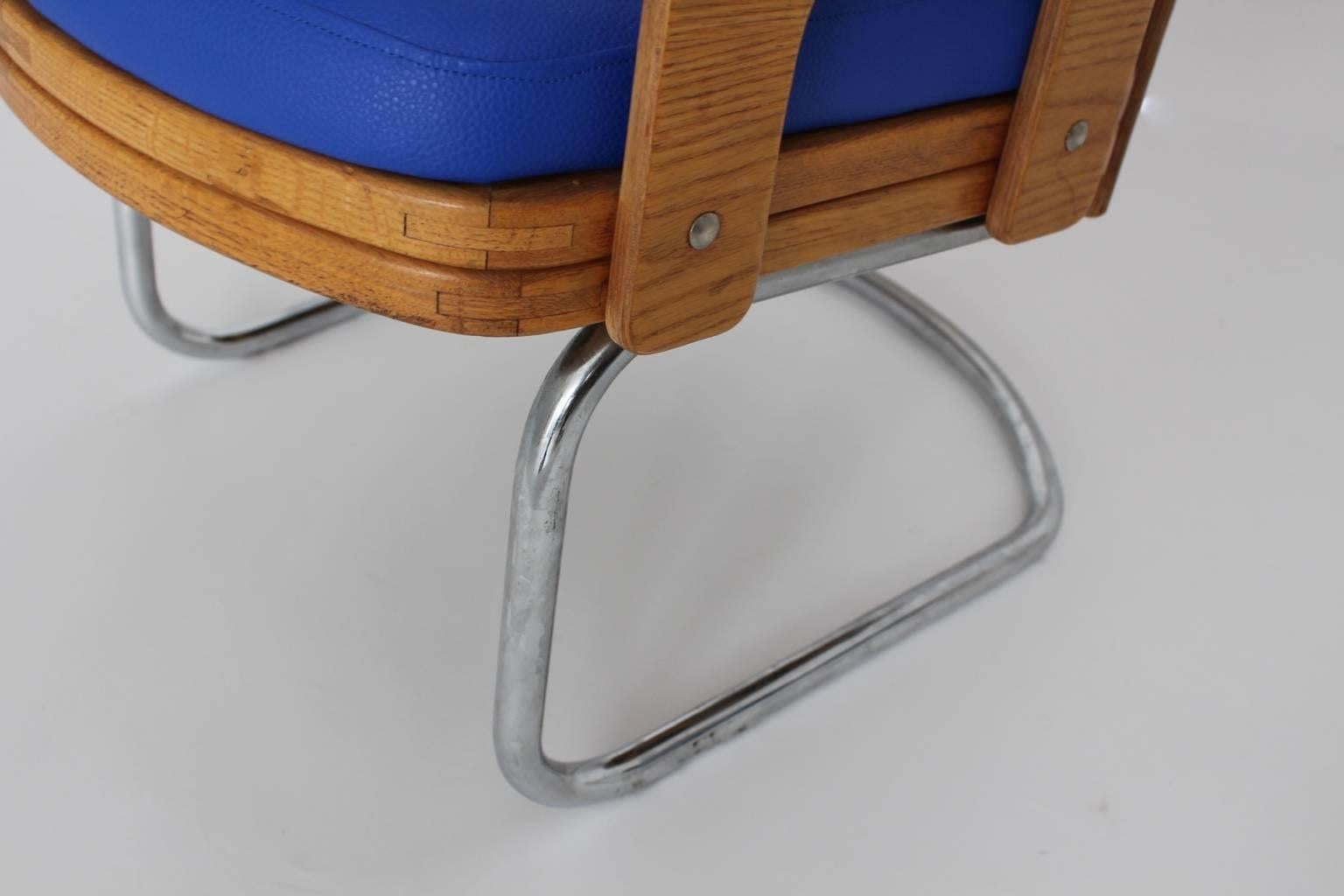 Space Age Blue Vintage Teak Armchair or Lounge Chair 1960s For Sale 3