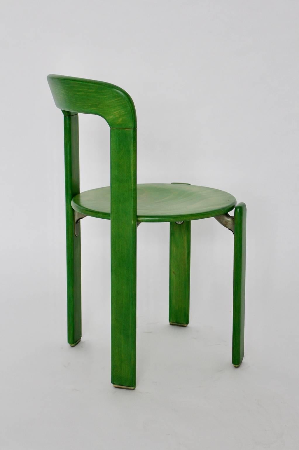 Mid-Century Modern Green Dining Room Chairs by Bruno Rey 1971 Switzerland