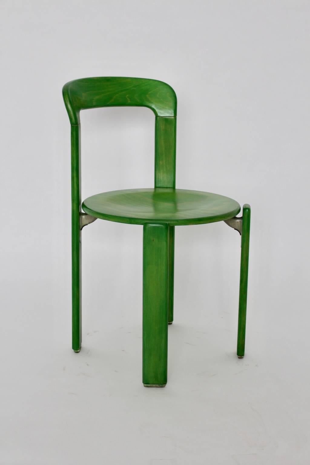 Swiss Green Dining Room Chairs by Bruno Rey 1971 Switzerland