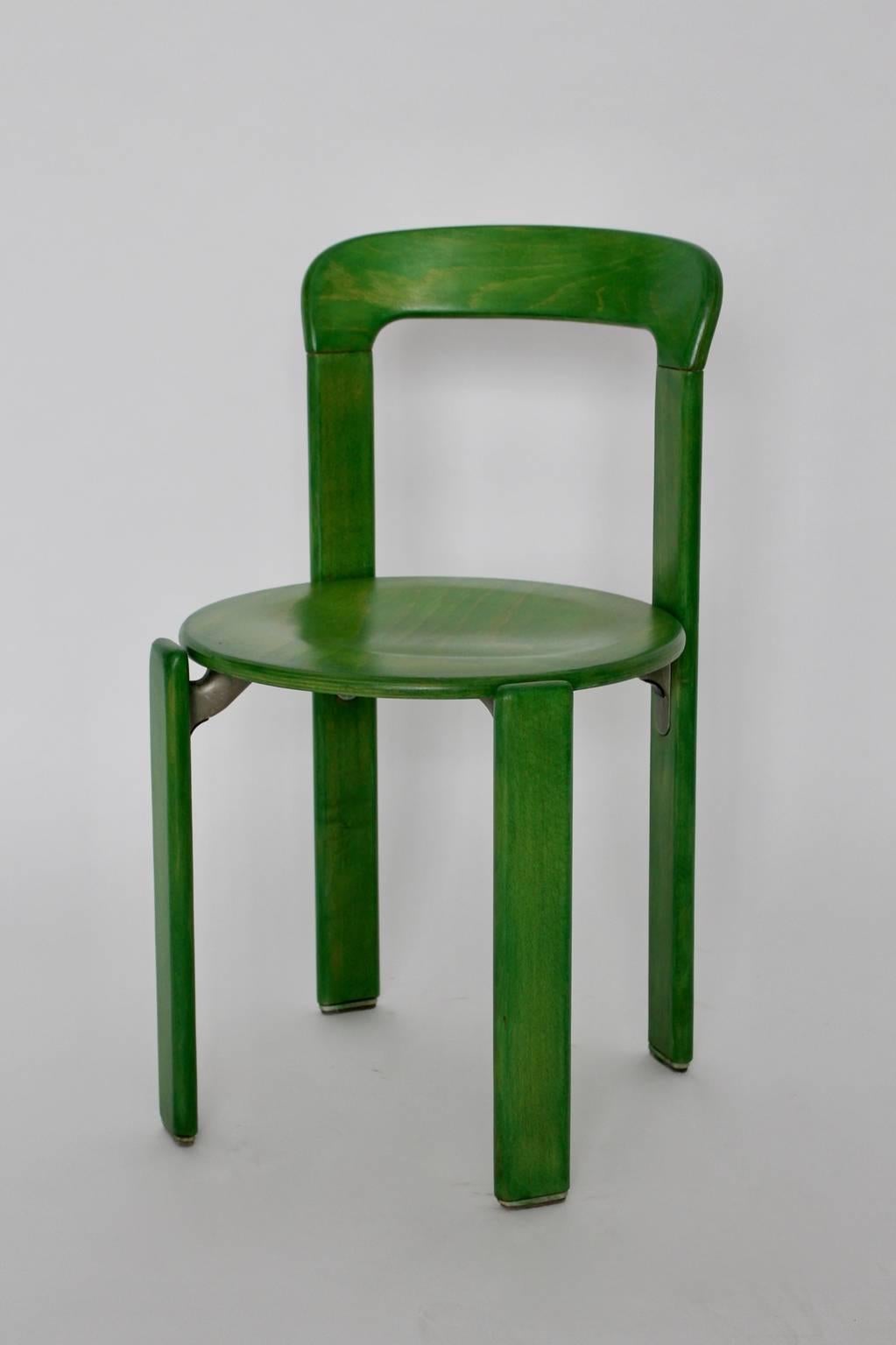 Cast Green Dining Room Chairs by Bruno Rey 1971 Switzerland