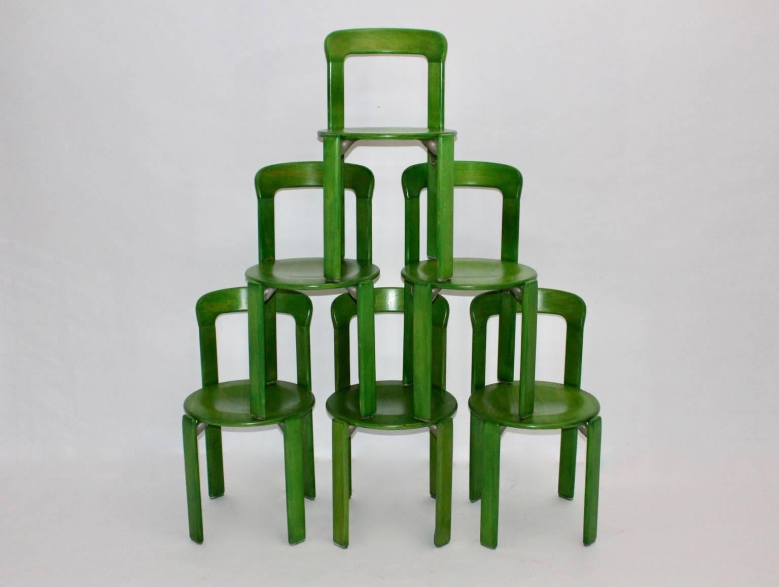 Green Dining Room Chairs by Bruno Rey 1971 Switzerland In Good Condition In Vienna, AT