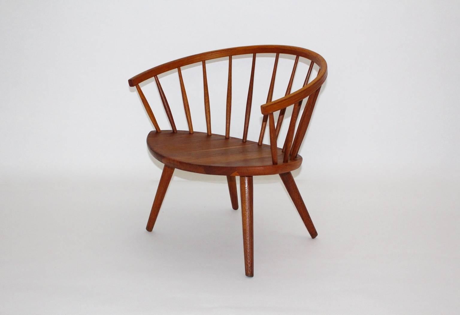 Huilé Oak Vintage Lounge Chair Arka by Yngve Ekström Sweden, 1955 Scandinavian Modern en vente