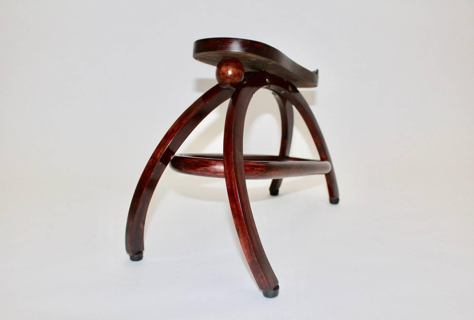Stained Jugendstil Thonet Shoe Stool by Josef Hoffmann, circa 1907, Vienna For Sale