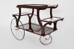 Carrito de bar Jugendstil Haya Níquel Vidrio Estilo Adolf Loos, circa 1902, Viena