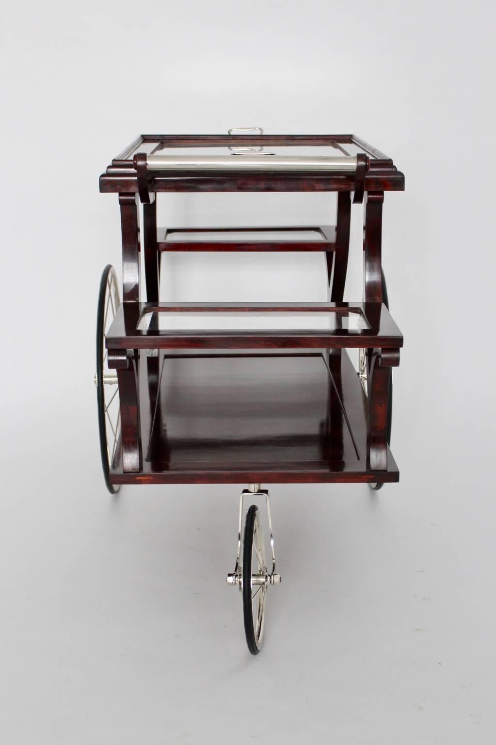 Nickel Jugendstil Bar Cart in the Style of Adolf Loos, circa 1902, Vienna For Sale