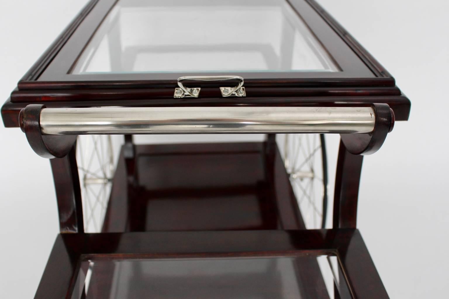 Chariot de bar Jugendstil Hêtre Nickel Verre Style Adolf Loos, vers 1902, Vienne en vente 3