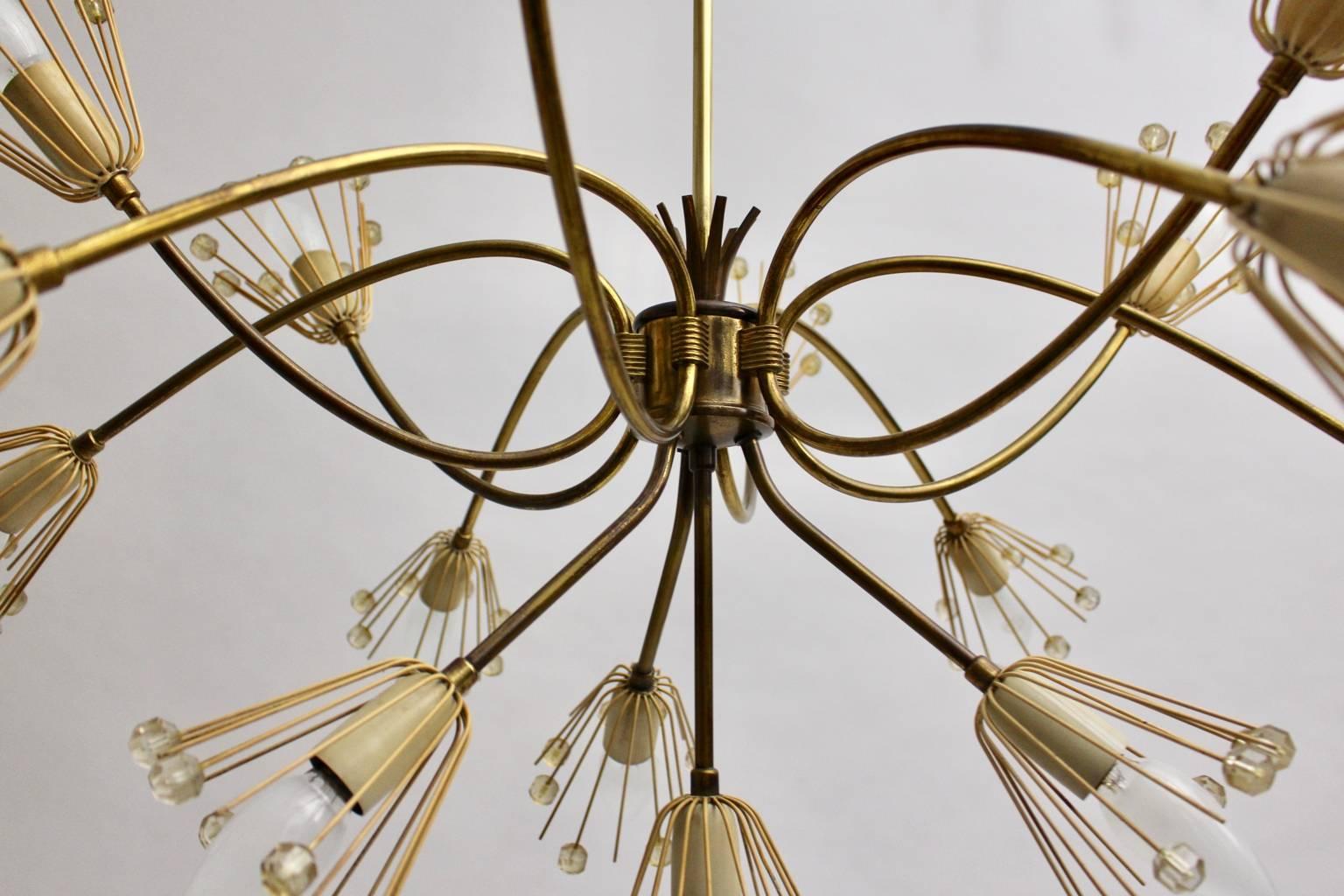 20th Century Mid Century Modern Brass Vintage Chandelier or Pendant Emil Stejnar, 1955 Vienna