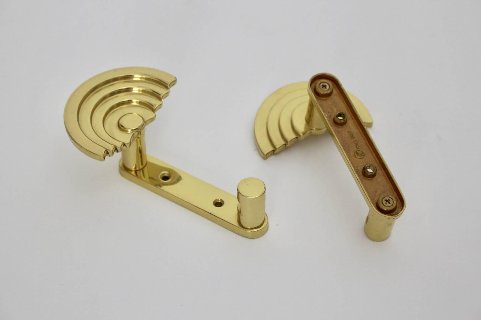 Modern Brass Vintage Coat Hooks by Ettore Sottsass Associati Italy, circa 1985 In Good Condition In Vienna, AT