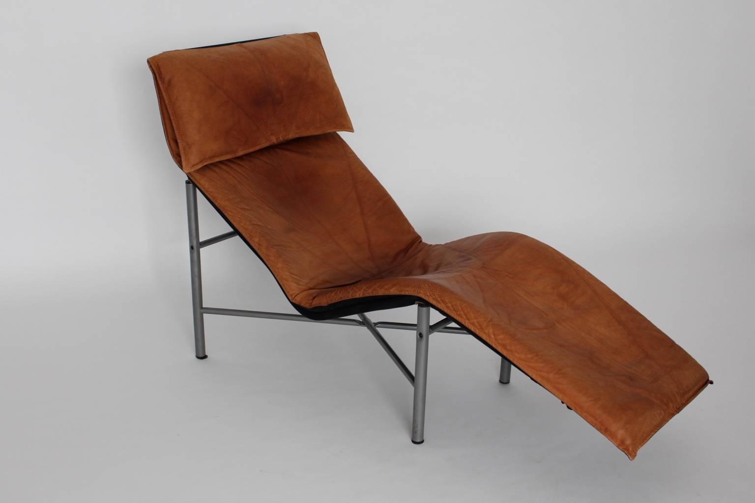 Cognac Leather Chaise Longue by Tord Bjorklund, 1970, Sweden 1