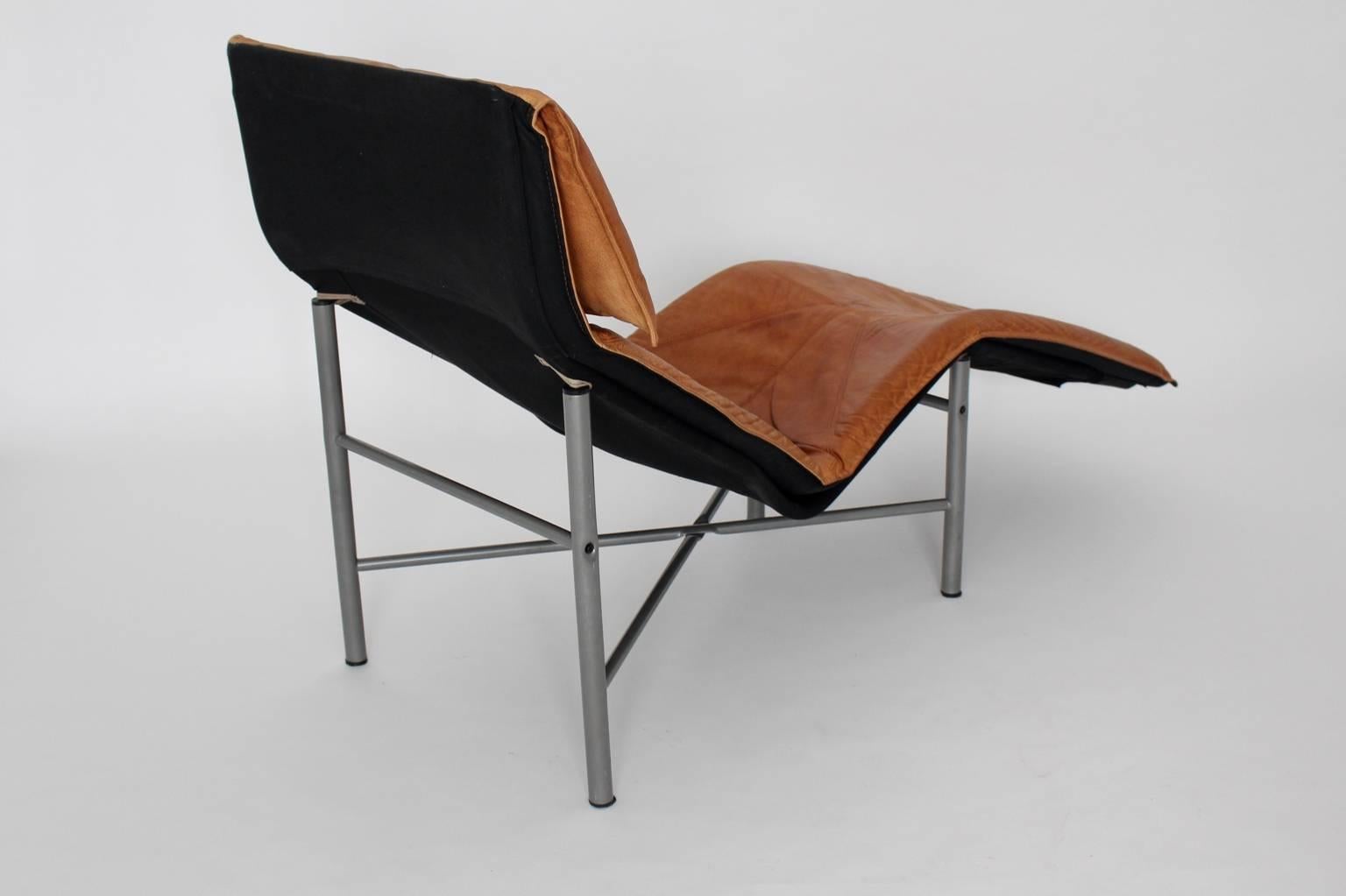 Cognac Leather Chaise Longue by Tord Bjorklund, 1970, Sweden 2