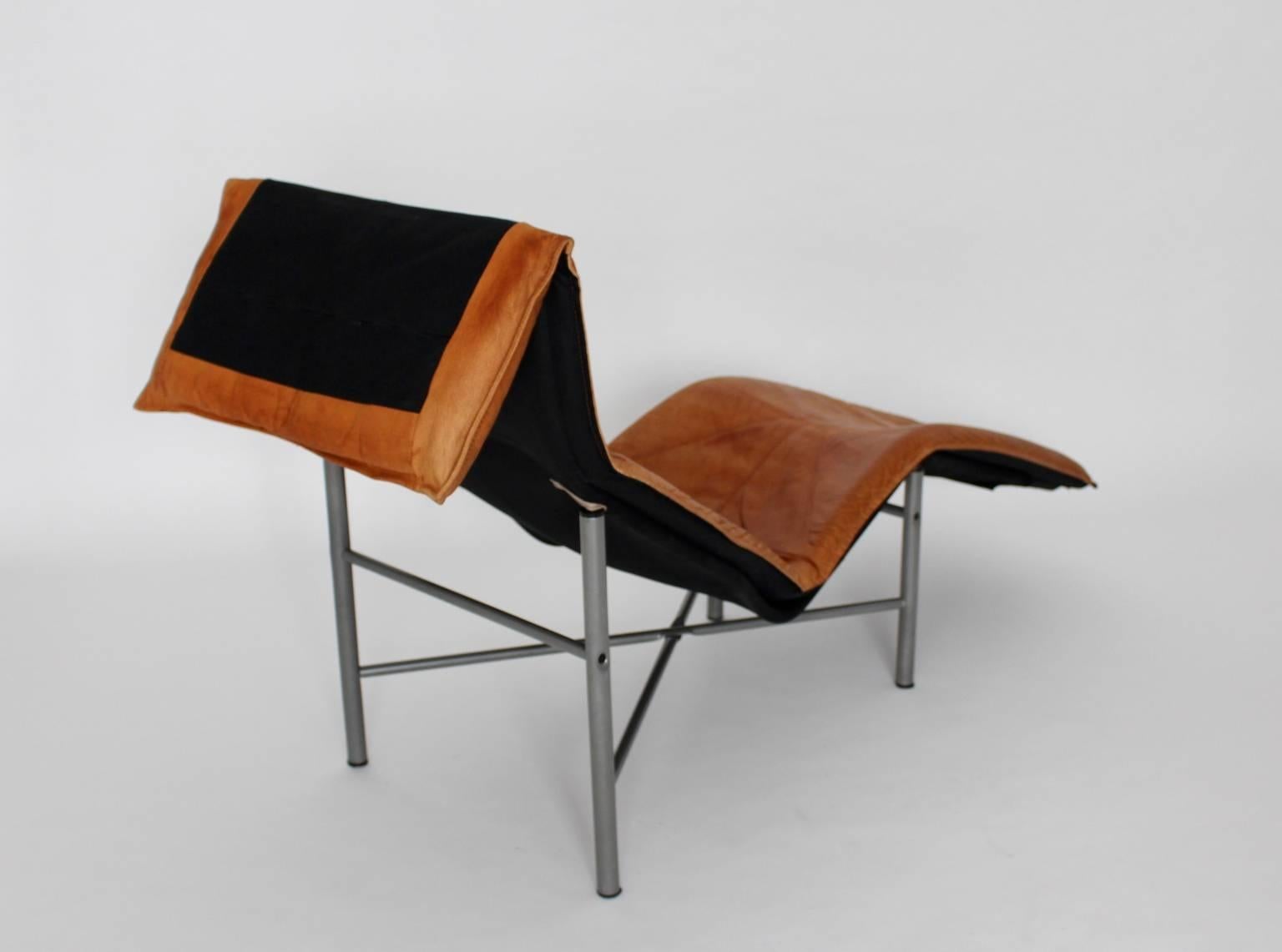 Cognac Leather Chaise Longue by Tord Bjorklund, 1970, Sweden 3