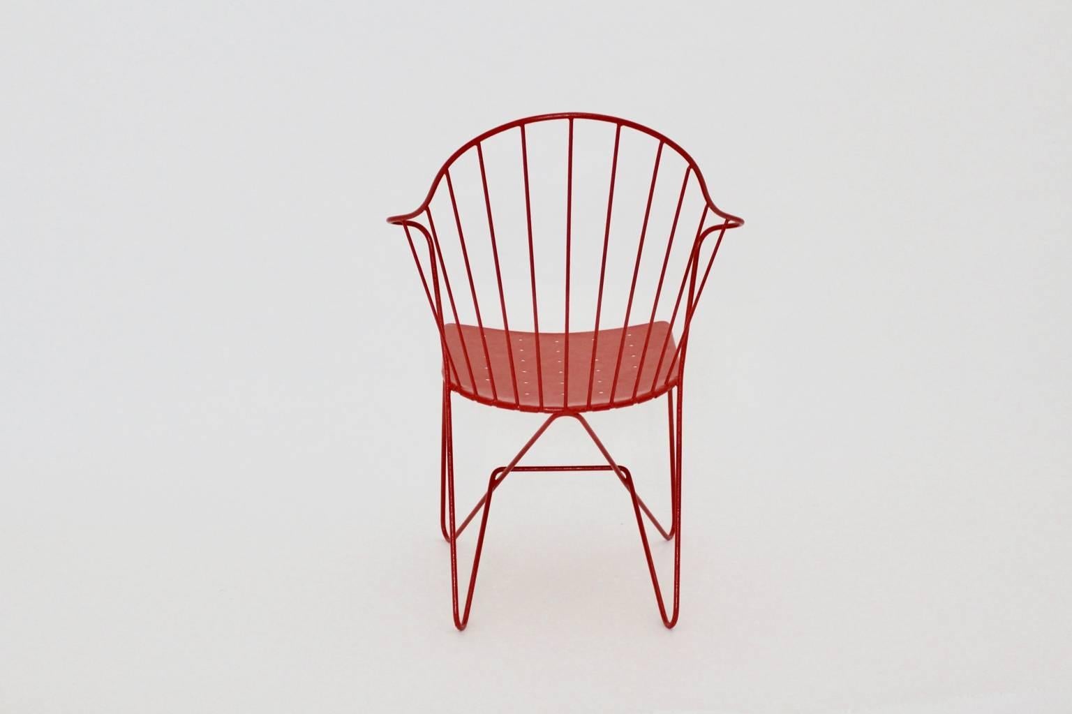 Red Astoria Vintage Side Chair by J.O.Wladar and V. Moedlhammer  Sonett c 1955 In Good Condition For Sale In Vienna, AT