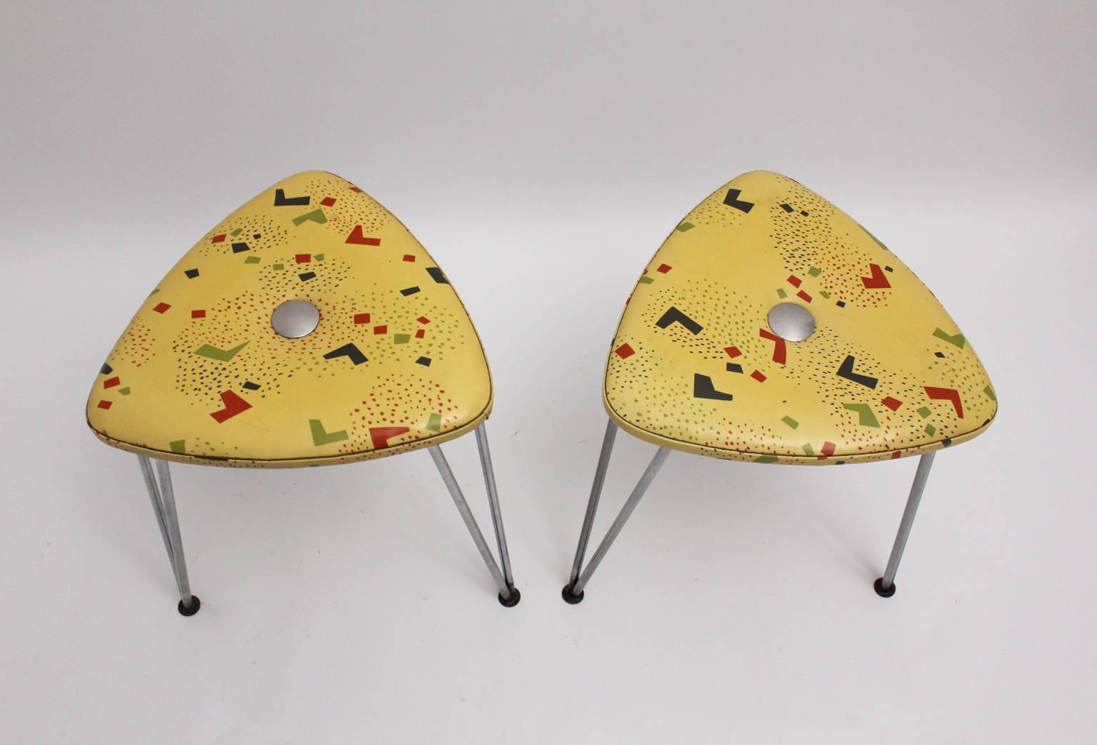 Mid-Century Modern Mid Century Modern Vintage Stools by Talos, 1950s, Vienna Set of Two For Sale