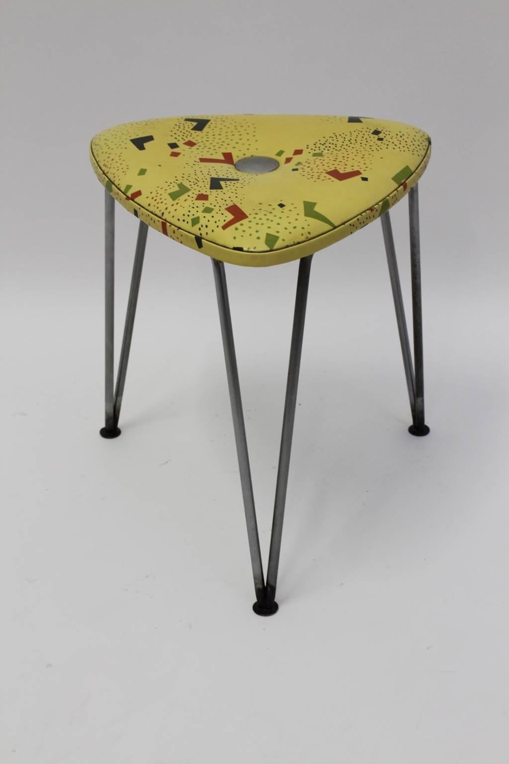 20th Century Mid Century Modern Vintage Stools by Talos, 1950s, Vienna Set of Two For Sale