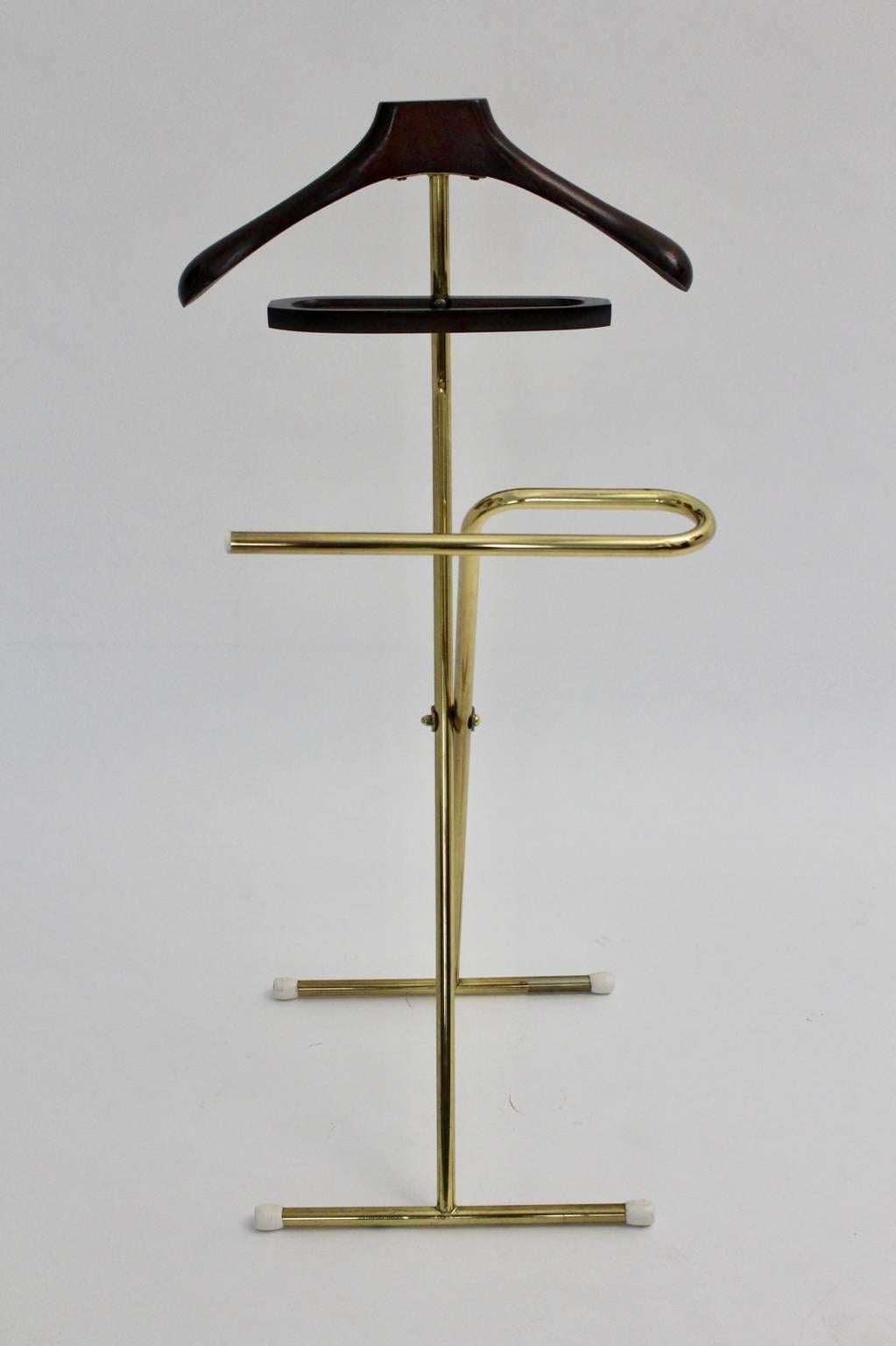 Italian Mid-Century Modern Brassed Tube Steel Vintage Valet, 1960s, Italy For Sale