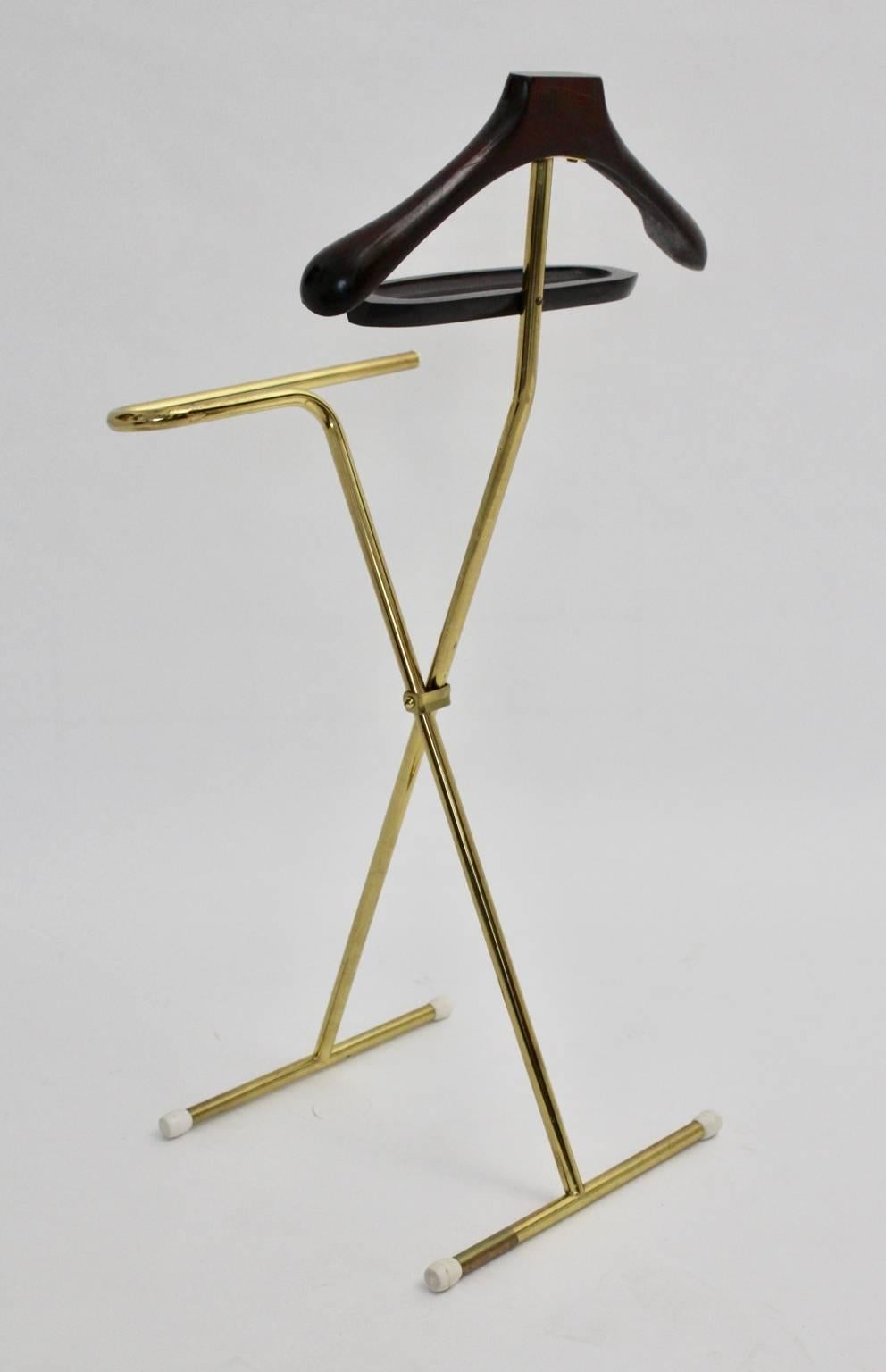 Stained Mid-Century Modern Brassed Tube Steel Vintage Valet, 1960s, Italy For Sale