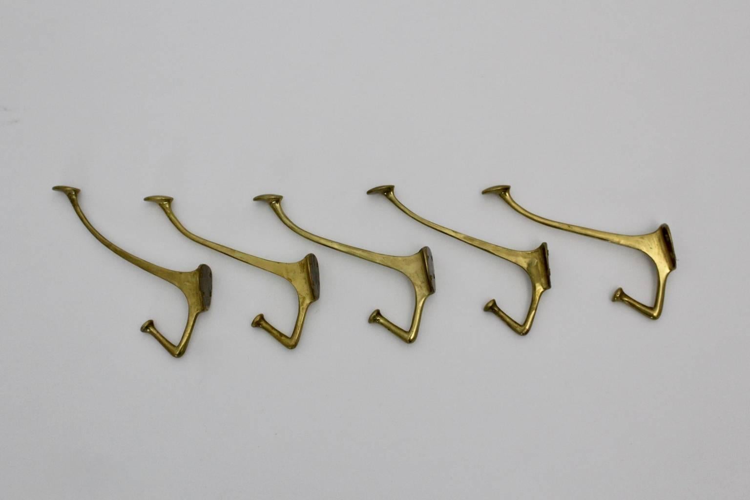 Jugendstil Brass Vintage Wall Hooks by Adolf Loos, Vienna, 1916 2