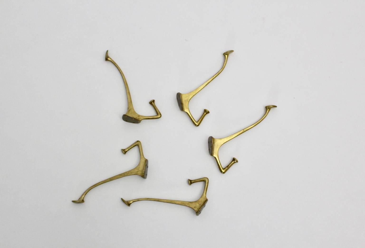 Jugendstil Brass Vintage Wall Hooks by Adolf Loos, Vienna, 1916 5