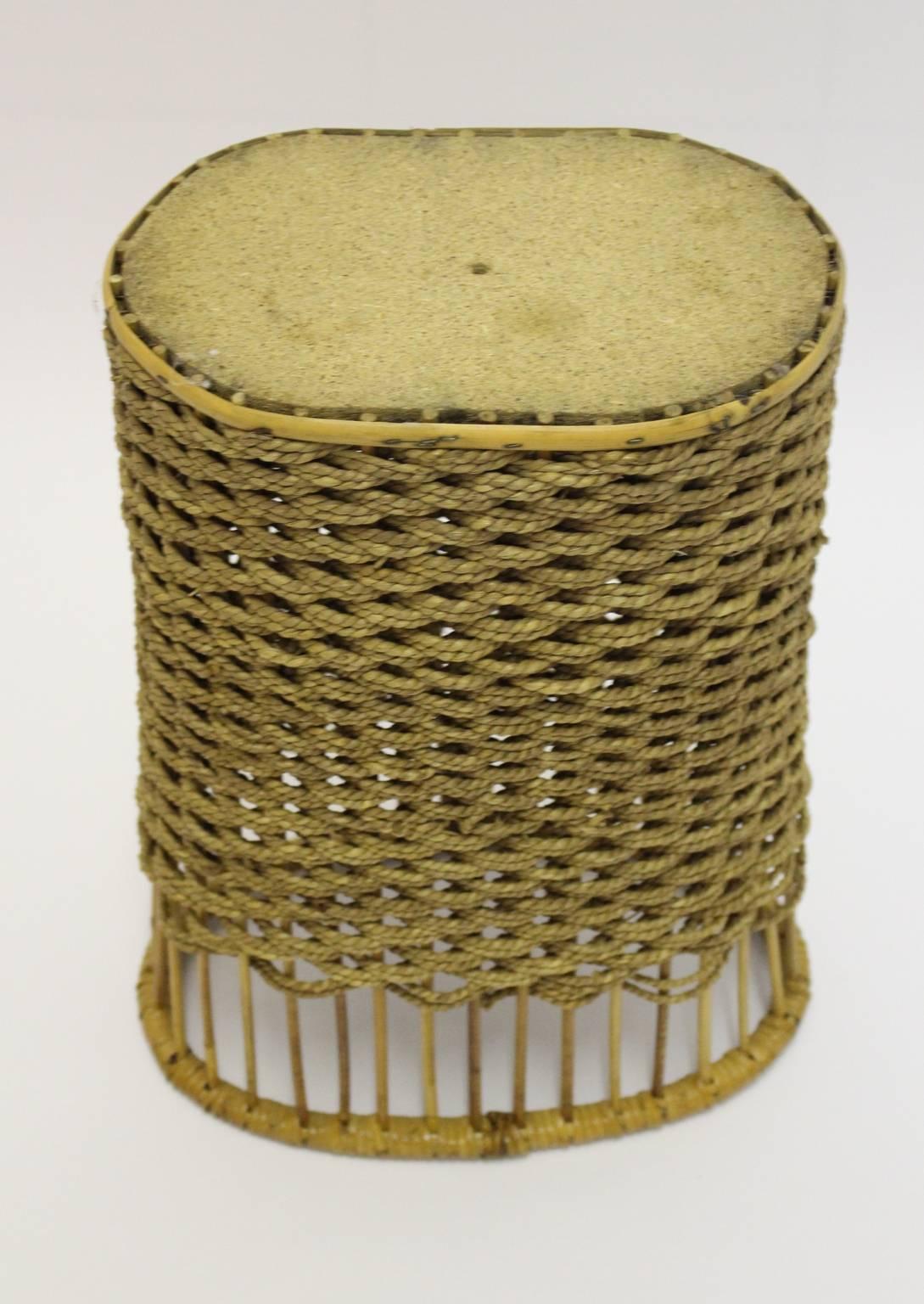 Mid-20th Century Mid Century Modern Vintage Rattan Paper Basket Austria, circa 1960 For Sale