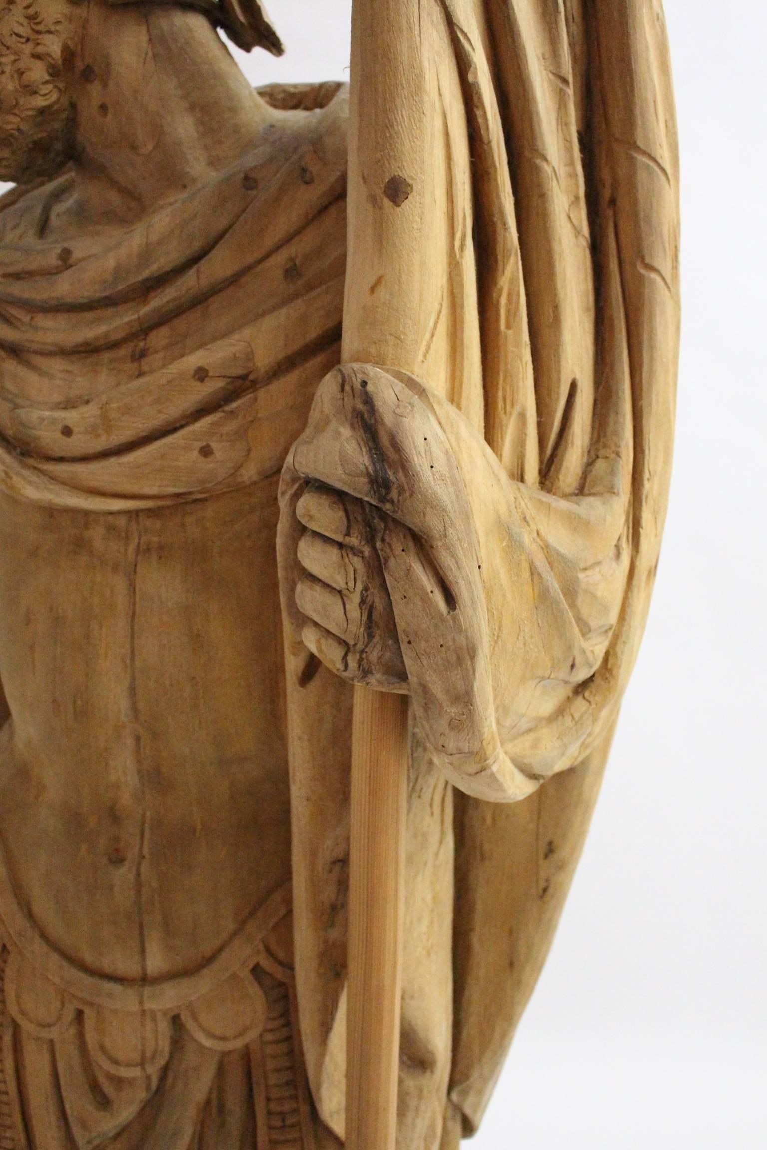 Wooden Folk Art Huge Hand Carved Figure Saint Florian, 18th Century, Austria For Sale 2