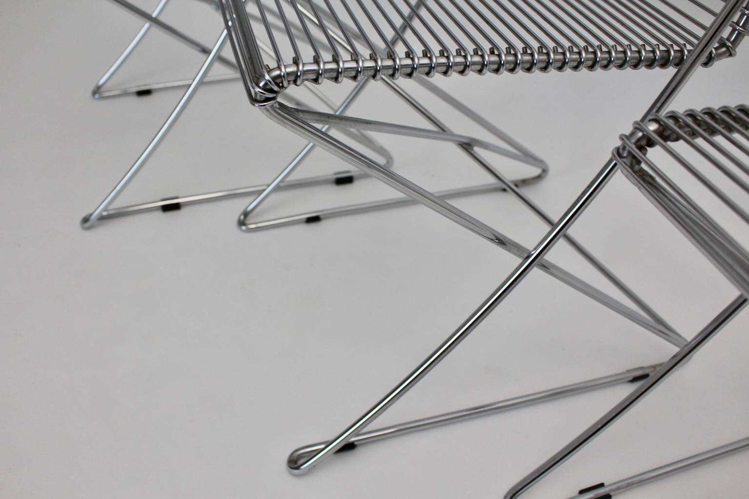 Chromed Steel Wire Vintage Chairs Kreuzschwinger by Till Behrens, 1983, Germany 1