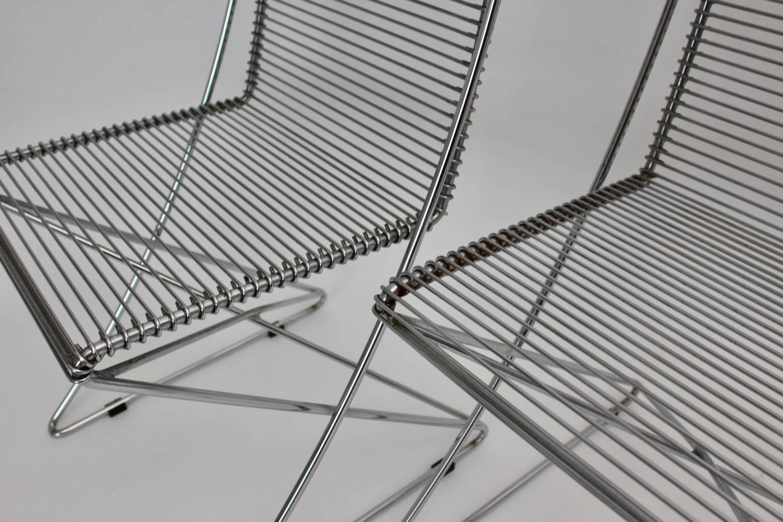 Chromed Steel Wire Vintage Chairs Kreuzschwinger by Till Behrens, 1983, Germany 2