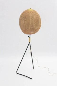 Mid Century Modern Vintage Organic Metal Rattan Floor Lamp, 1960, Austria