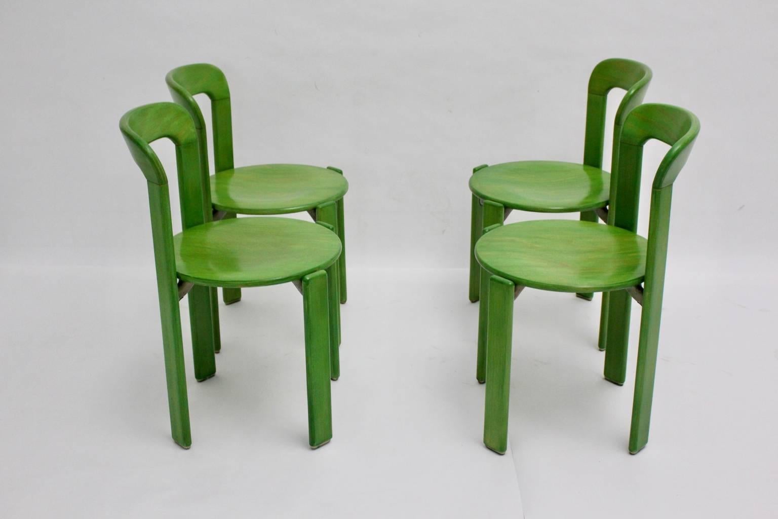 Mid-Century Modern Green Dining Chairs by Bruno Rey, 1970s, Switzerland