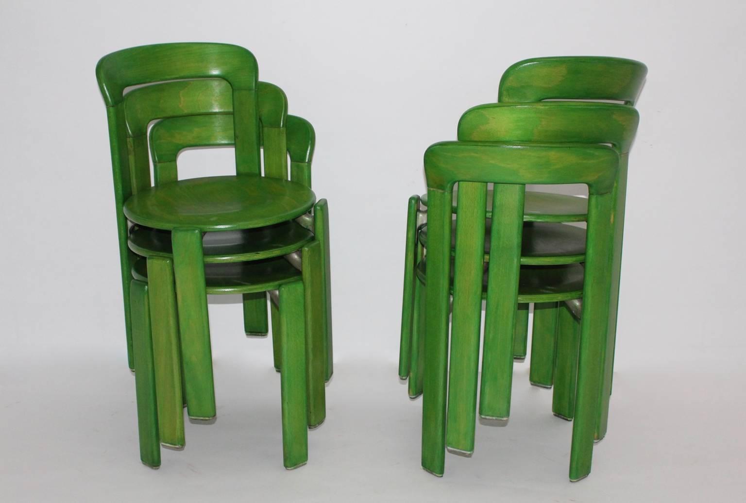 Green Dining Chairs by Bruno Rey, 1970s, Switzerland In Excellent Condition In Vienna, AT