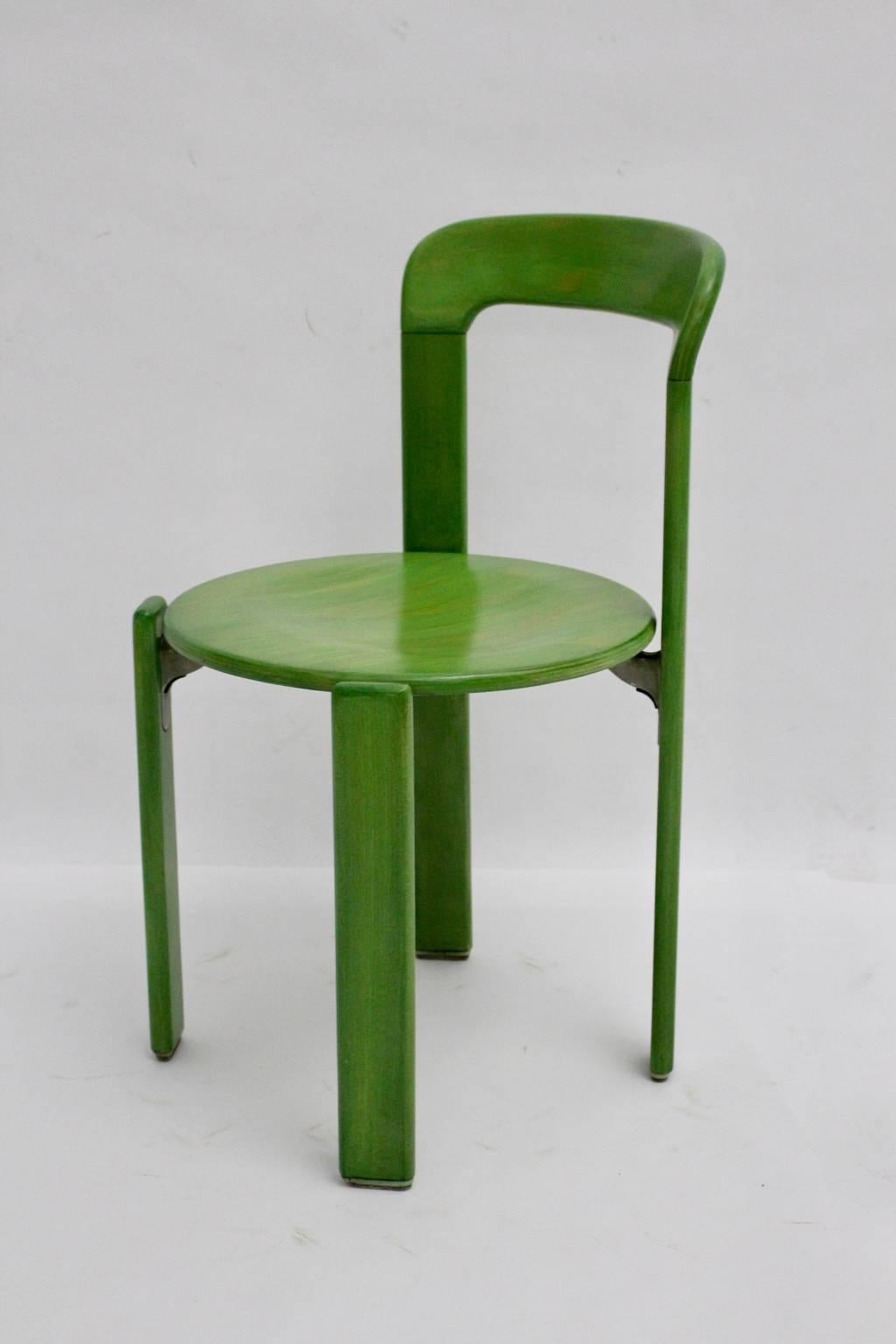 Late 20th Century Green Dining Chairs by Bruno Rey, 1970s, Switzerland