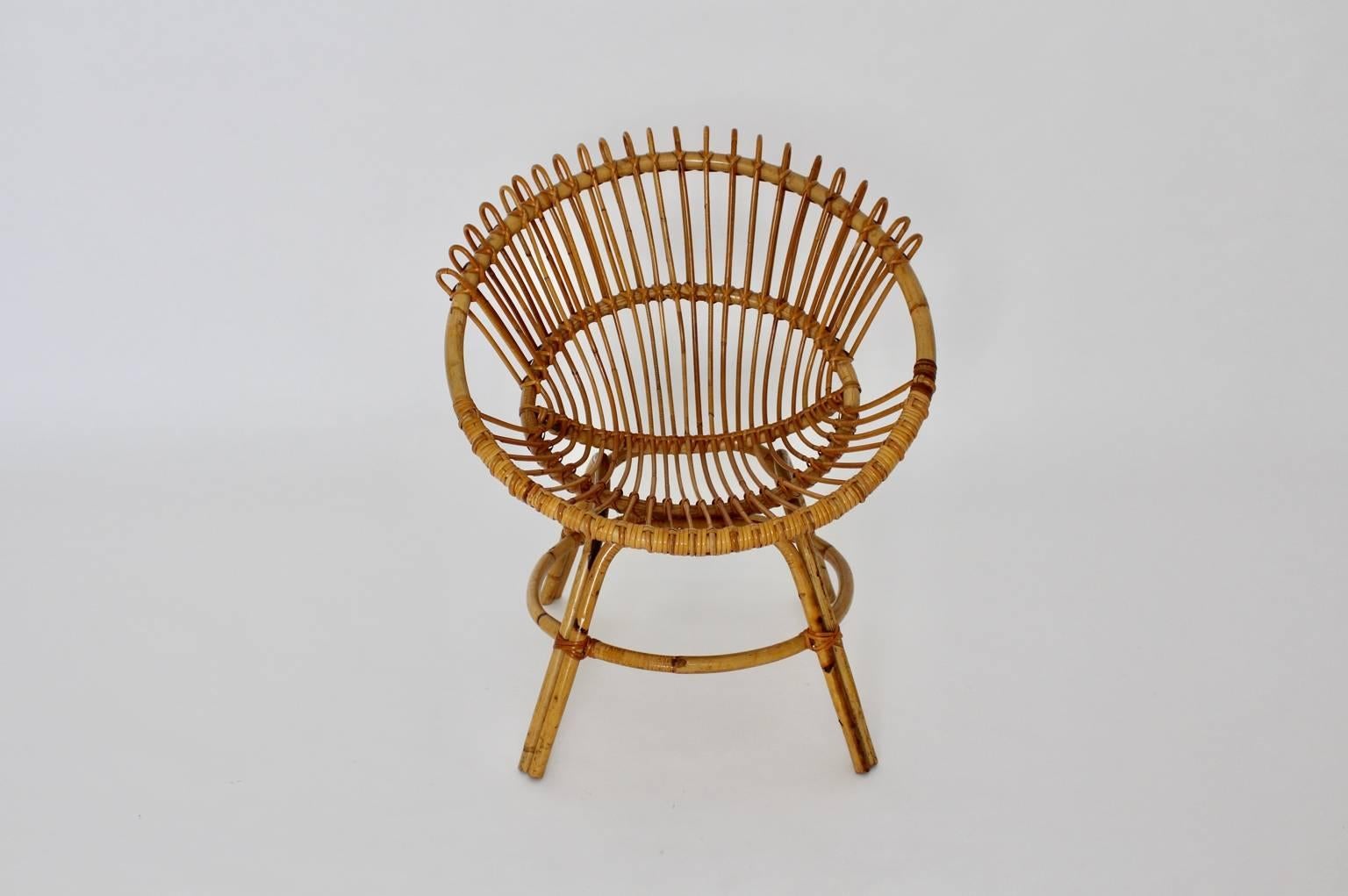 Mid-Century Modern Mid Century Modern Rattan Chair by Janine Abraham & Dirk Jan Rol, France, 1960s For Sale