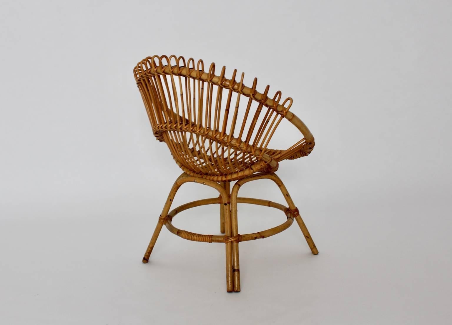Mid Century Modern Rattan Chair by Janine Abraham & Dirk Jan Rol, France, 1960s In Good Condition For Sale In Vienna, AT