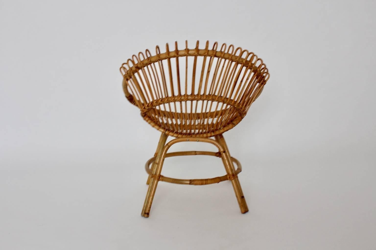 Mid-20th Century Mid Century Modern Rattan Chair by Janine Abraham & Dirk Jan Rol, France, 1960s For Sale