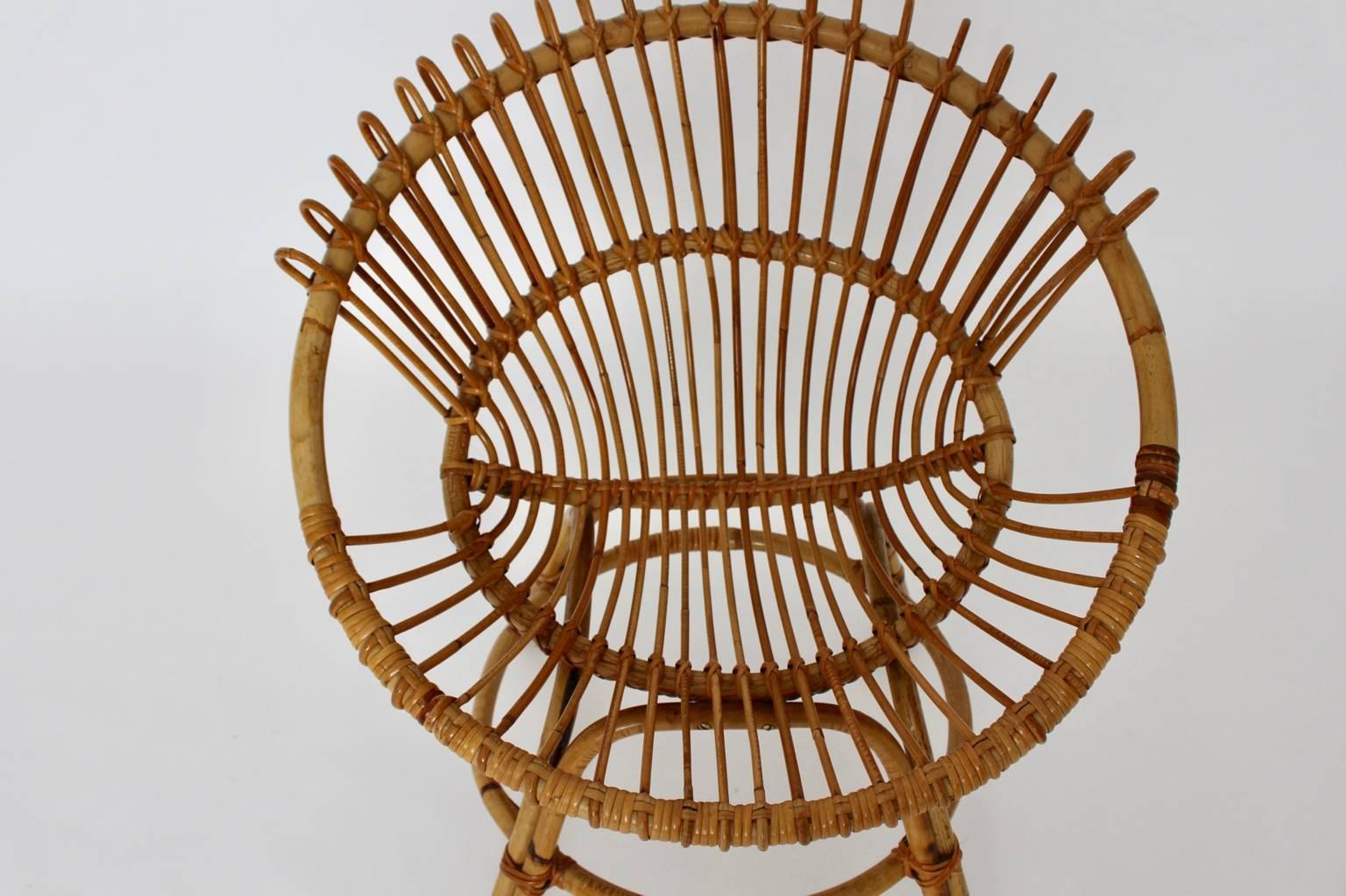 Mid Century Modern Rattan Chair by Janine Abraham & Dirk Jan Rol, France, 1960s For Sale 1