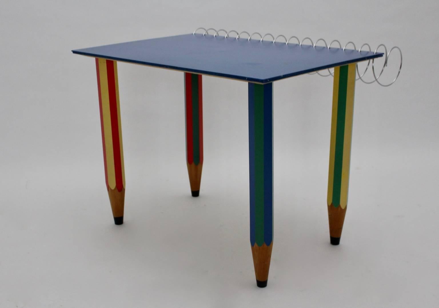 Post-Modern Multicolored Pop Art Vintage Desk or Writing Table by Pierre Sala 1983