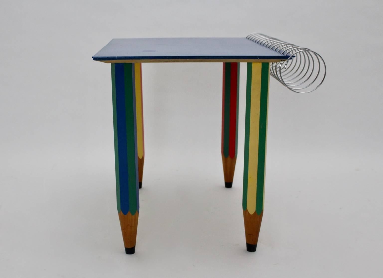Multicolored Pop Art Vintage Desk or Writing Table by Pierre Sala 1983 In Good Condition In Vienna, AT