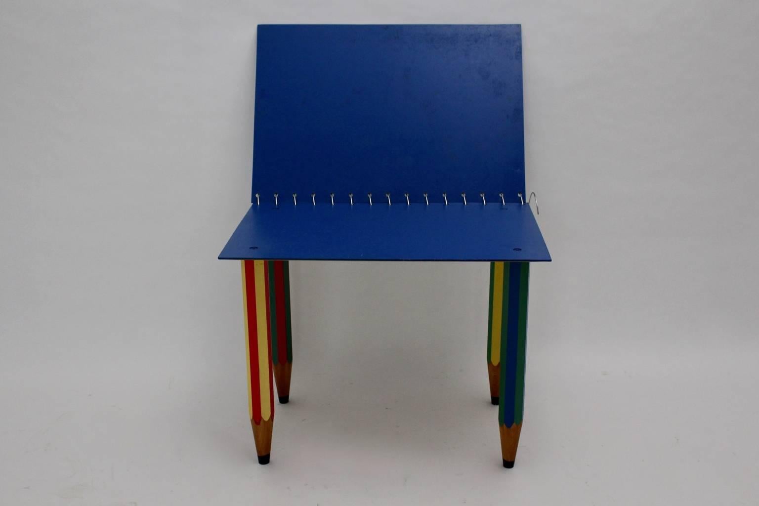 20th Century Multicolored Pop Art Vintage Desk or Writing Table by Pierre Sala 1983