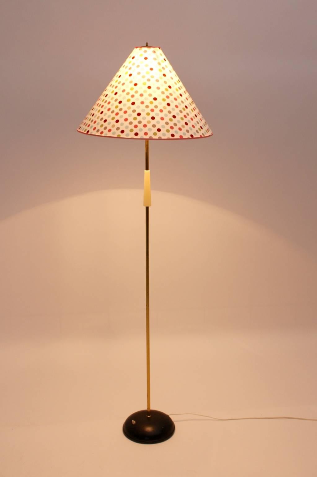 Austrian Mid Century Modern Vintage Brass Floor Lamp Austria, 1950 For Sale