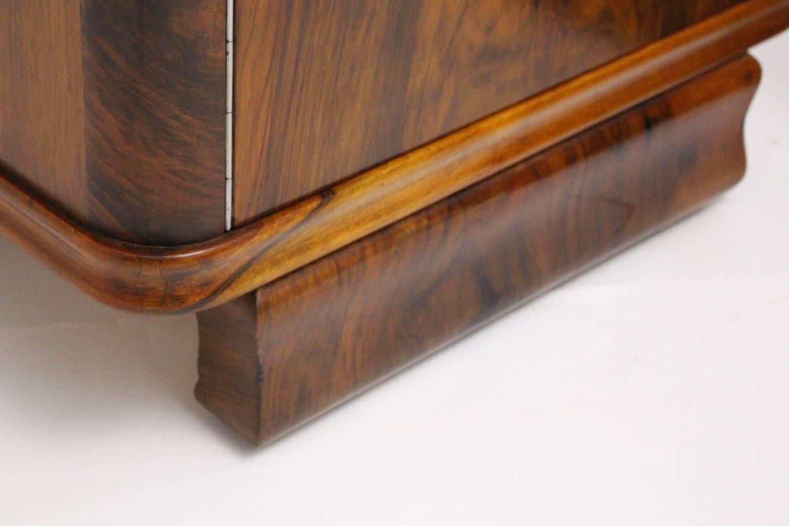 Art Deco Vintage Brown Walnut Nightstands or Small Chests Austria, 1930s 1