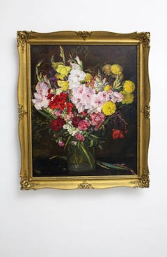 Quadro d'epoca Art Déco Fiori Gladioli di Emil Fiala Vienna, anni '30