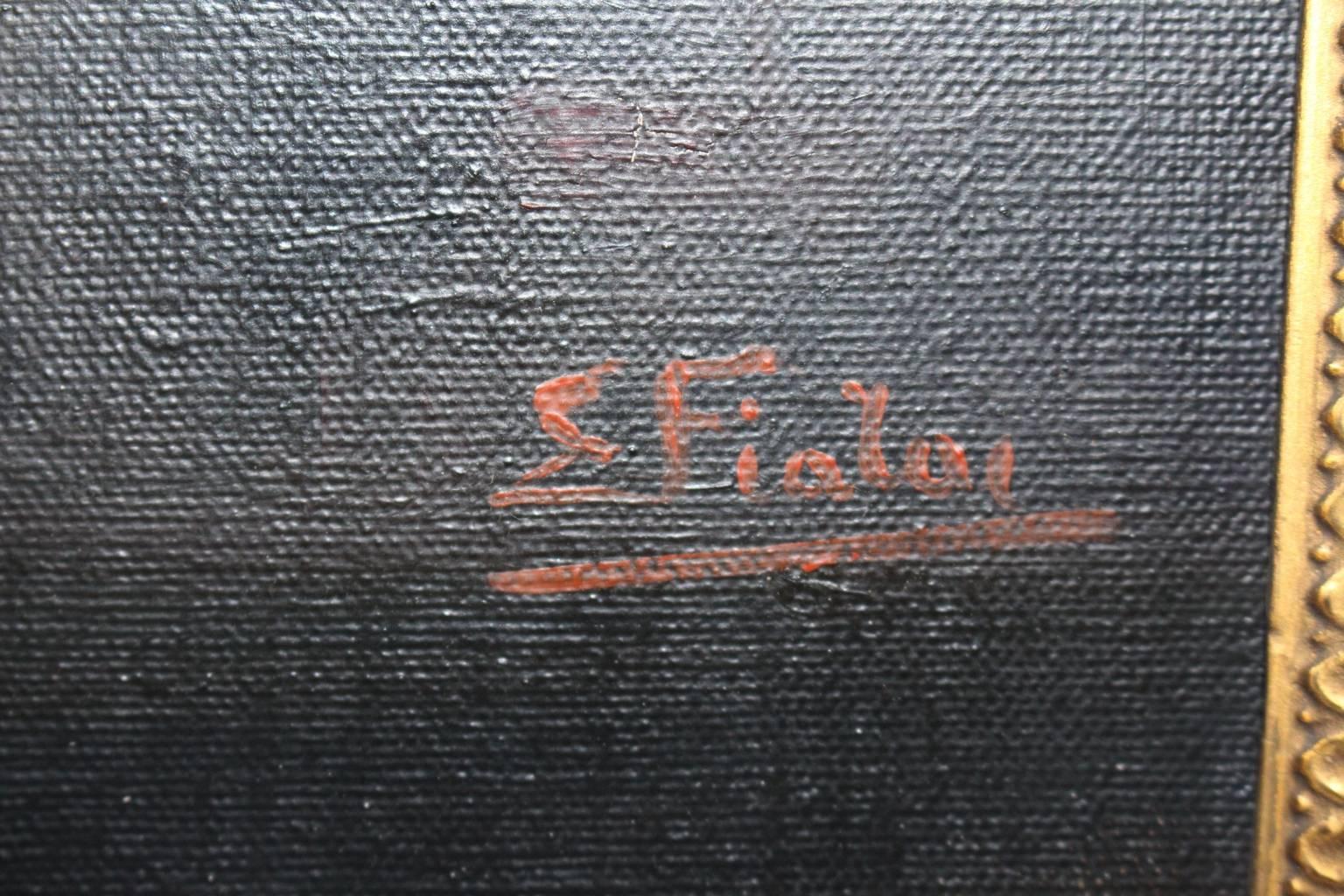 Milieu du XXe siècle Peinture de fleurs Gladioli par Emil Fiala Vienne, années 1930 en vente
