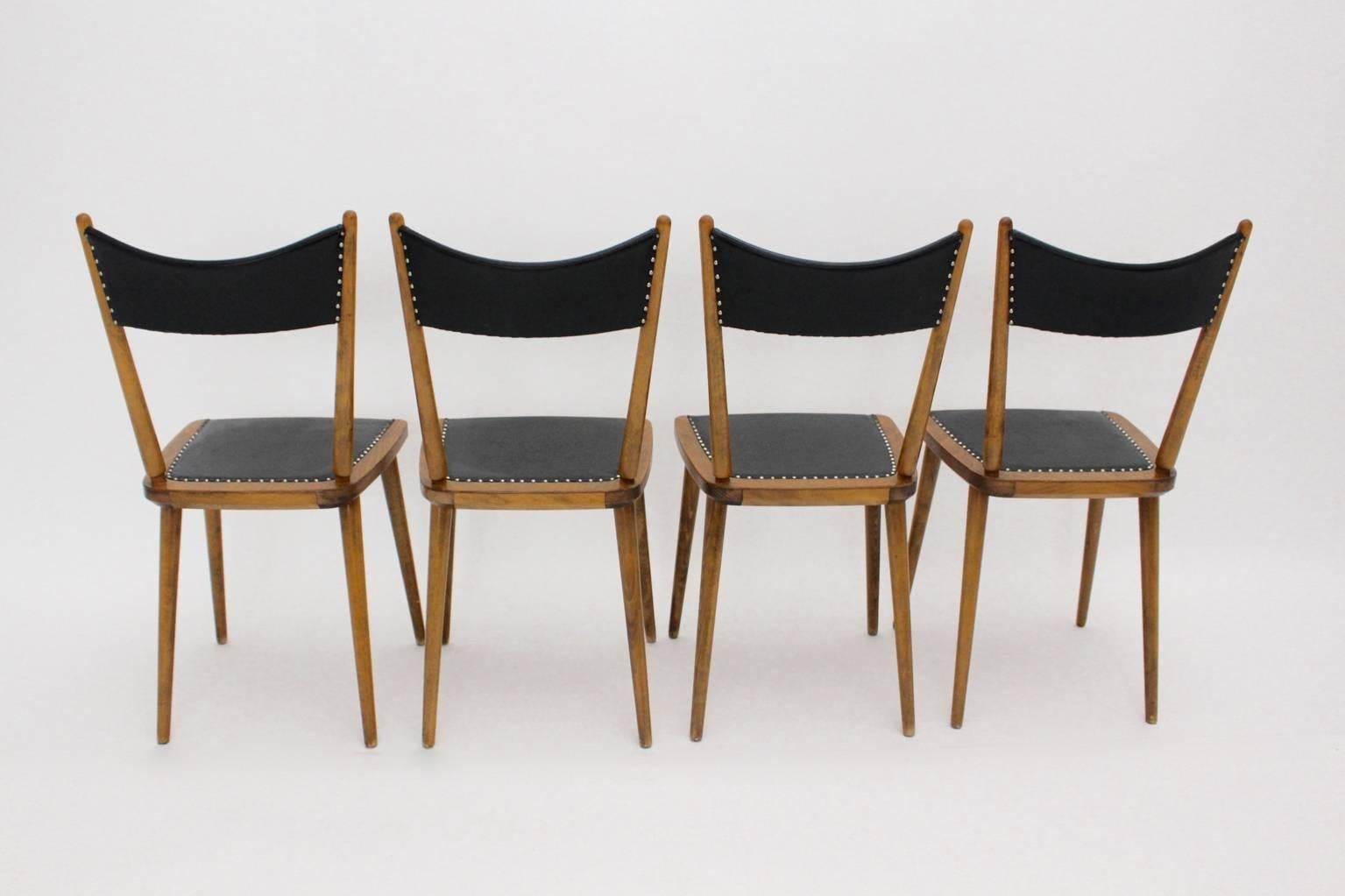 20th Century Mid-Century Modern Vintage Beech Dining Chairs, 1950s, Vienna