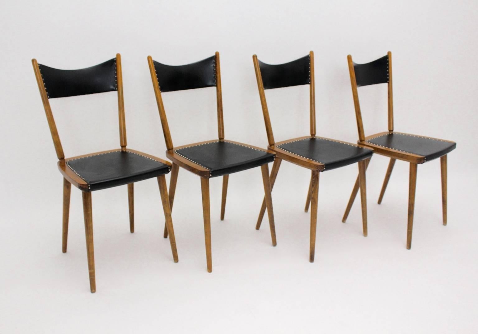 Mid-Century Modern Vintage Beech Dining Chairs, 1950s, Vienna 2