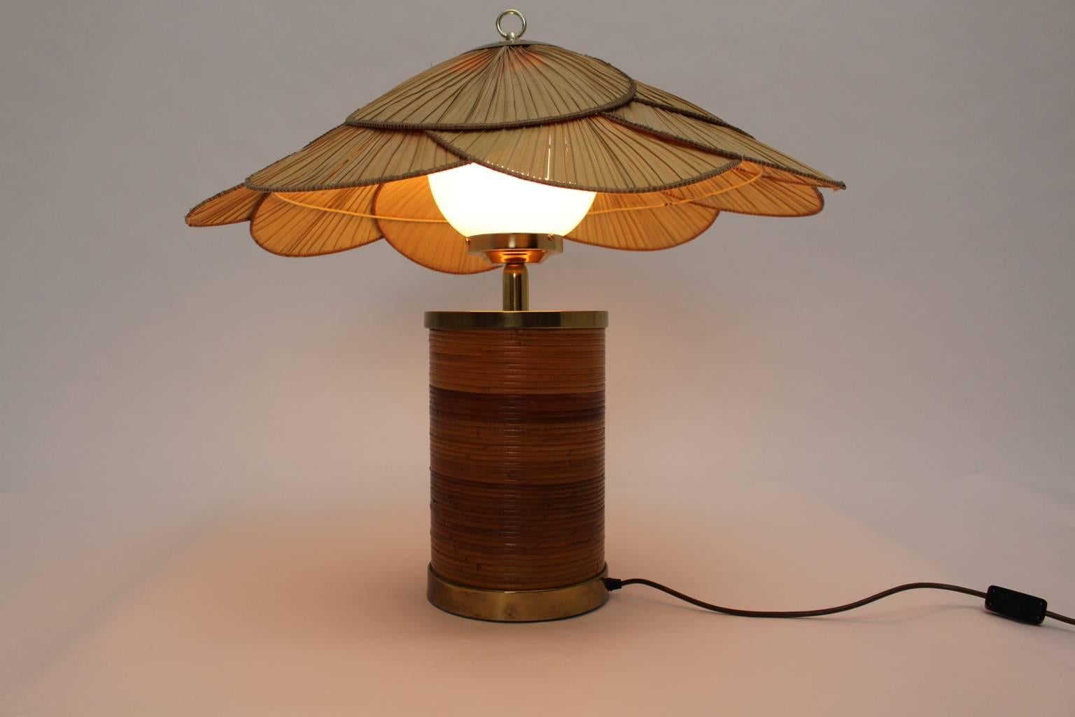 Mid-Century Modern Rattan Vintage Table Lamp by Ingo Maurer, 1970s, Germany