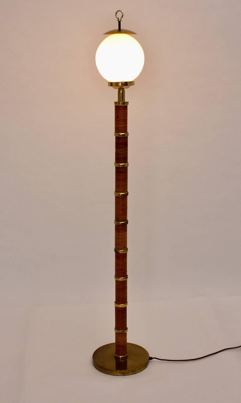 Rattan Vintage Floor Lamp by Ingo Maurer, 1970s, Germany In Good Condition In Vienna, AT
